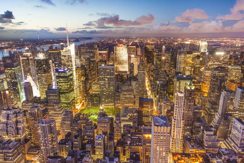 Manhattan seen from the Empire State Building at night