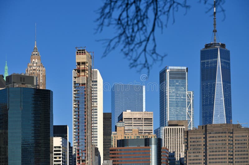 Manhattan Skyline From East River Waterfront Editorial Stock Photo