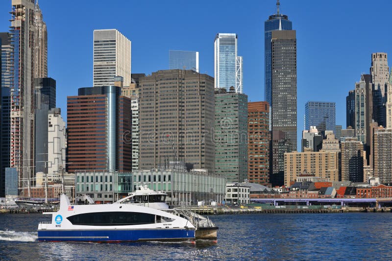 Manhattan Skyline From East River Waterfront Editorial Image Image Of