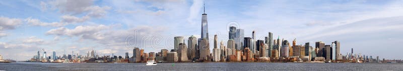 Manhattan skyscrapers panoramic shot New York royalty free stock image