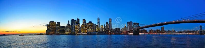 Manhattan Sunset Panorama, New York City Stock Photo - Image of early ...