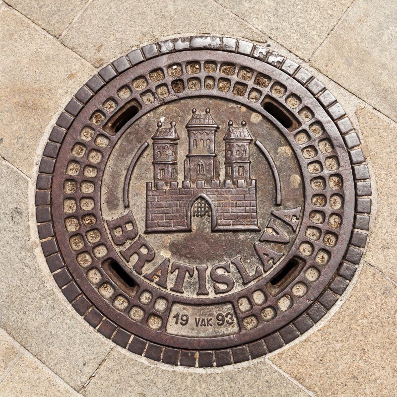 Manhole on Main Square in Bratislava, Slovakia