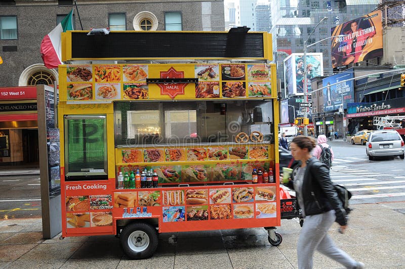 HALAL FOOD VANDOR on MANHATTAN NYC Editorial Photo - Image of ecnomy