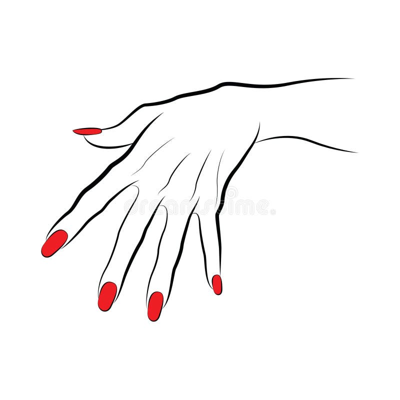 Manicura De Mano Con Uñas Rojas Ilustración del Vector - Ilustración de  dedos, creativo: 187181563