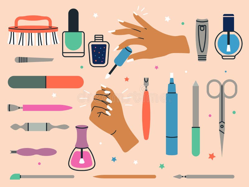 Manicure Accessories. Female Pedicure Tools Beauty Salon Female Nail Cuticle Vector Cartoon Illustrations Stock Vector - Illustration of background, clipper: 201395838 Manicure Accessories. Female Pedicure Tools Beauty Salon Female Nail Cuticle Vector Cartoon Illustrations Stock Vector - Illustration of background, clipper: 201395838
