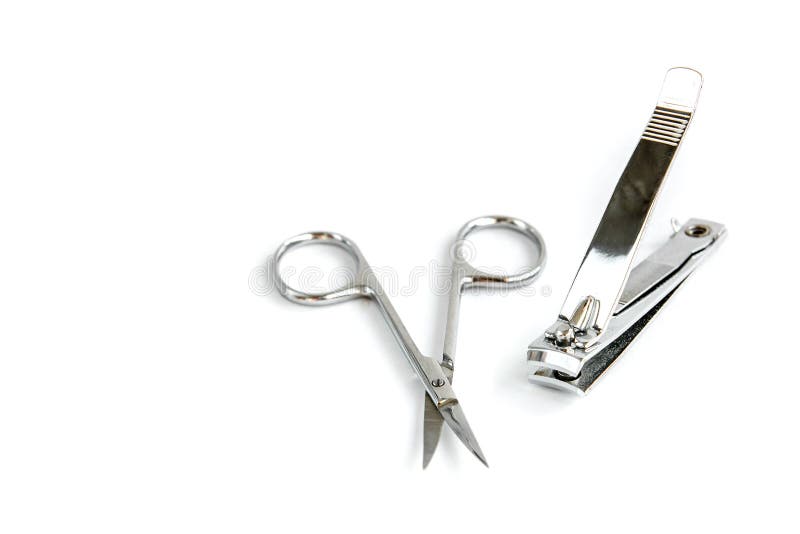 Manicure Scissors and Forceps Isolated on White Stock Photo - Image of ...