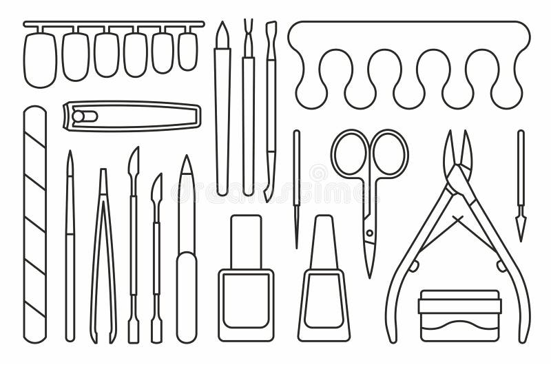Manicure tools Icons stock vector. Illustration of pumice 96110042