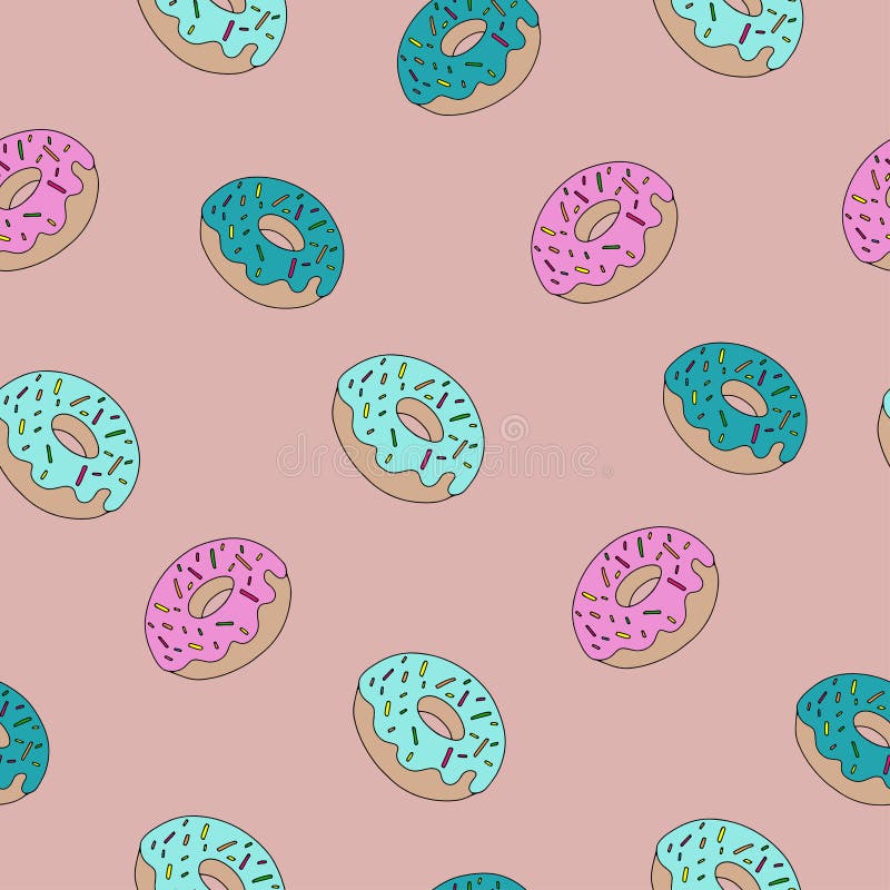 Manier vector naadloos patroon met zoet voedsel donuts royalty-vrije illustratie Manier vector naadloos patroon met zoet voedsel donuts royalty-vrije illustratie