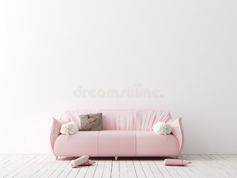 Manifesto alto falso, parete nel fondo interno della camera da letto dei bambini, stile scandinavo immagine stock