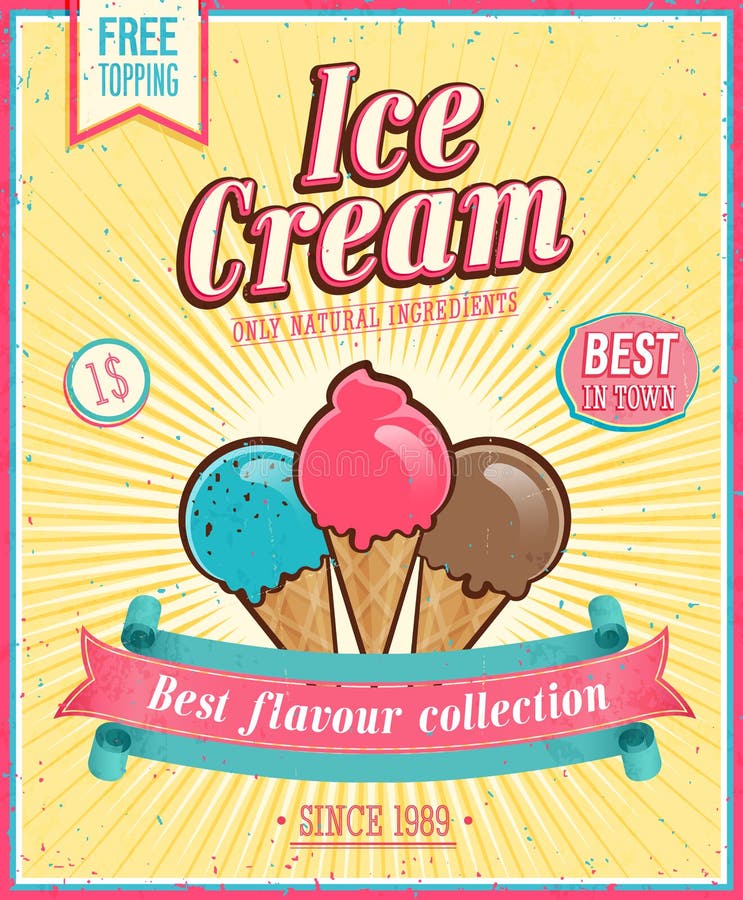 Manifesto d'annata del gelato. royalty illustrazione gratis