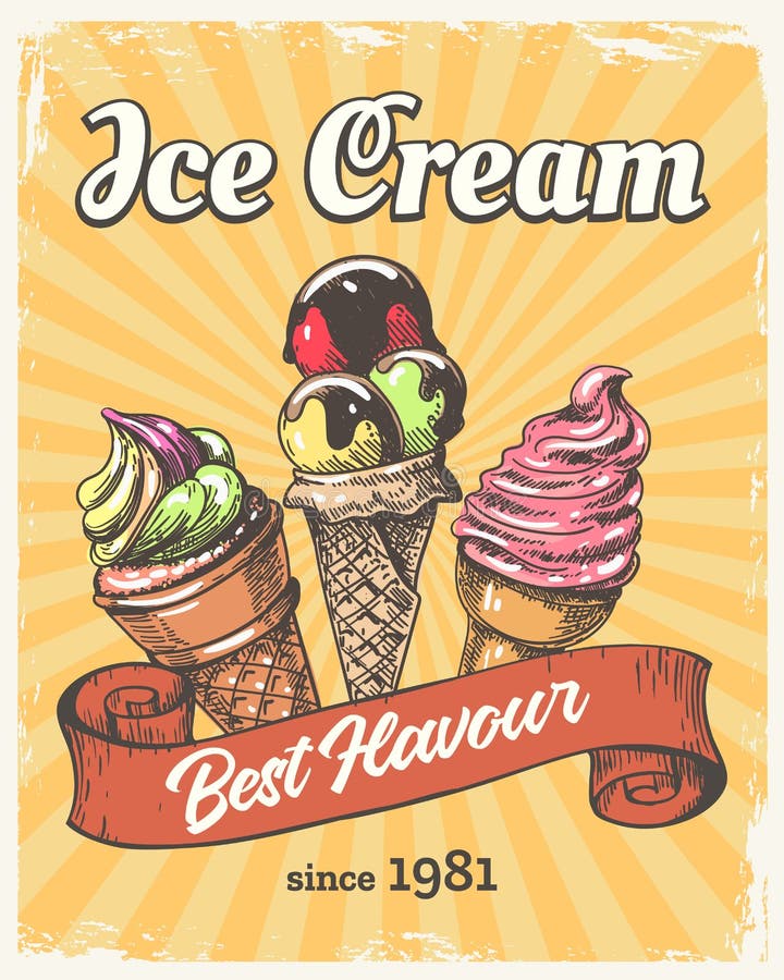 Manifesto del gelato retro illustrazione di stock