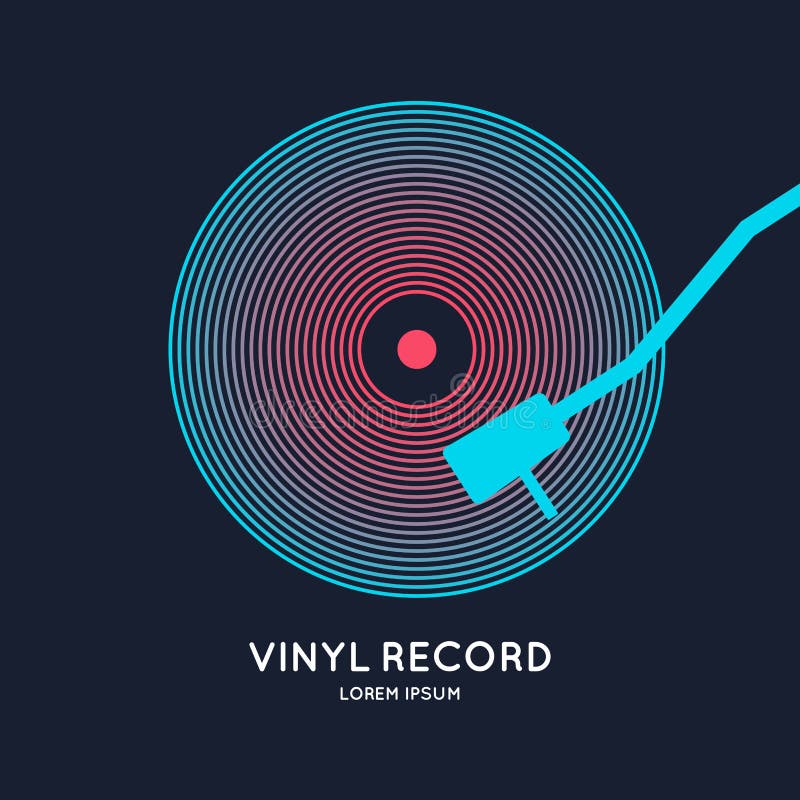 Manifesto dell'annotazione di vinile Musica dell'illustrazione su fondo scuro illustrazione vettoriale