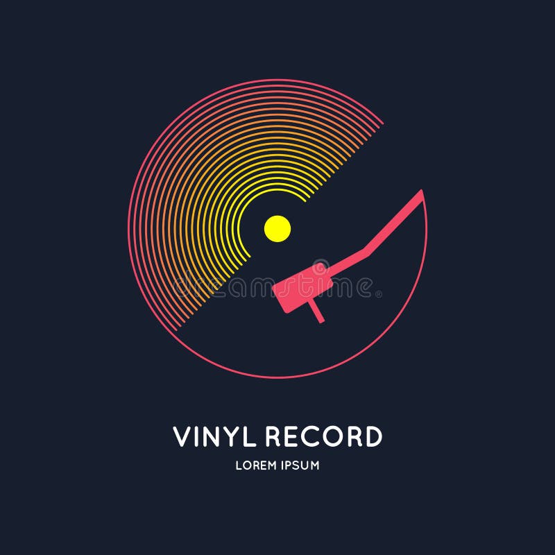 Manifesto dell'annotazione di vinile Musica dell'illustrazione su fondo scuro illustrazione di stock