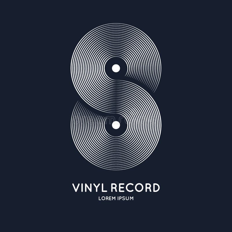 Manifesto dell'annotazione di vinile Musica dell'illustrazione su fondo scuro illustrazione di stock