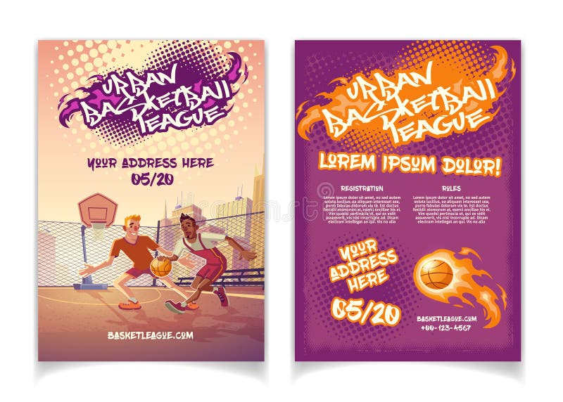 Manifesto di vettore del fumetto di torneo di pallacanestro della via royalty illustrazione gratis Manifesto di vettore del fumetto di torneo di pallacanestro della via royalty illustrazione gratis