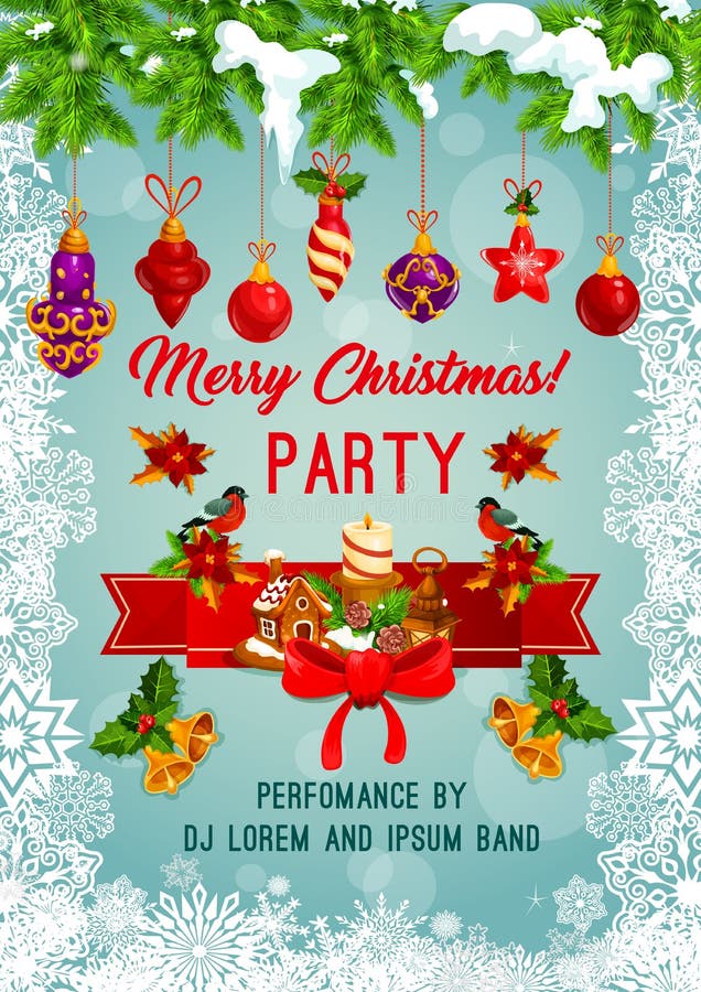 Manifesto di vettore del partito di festa di Buon Natale royalty illustrazione gratis Manifesto di vettore del partito di festa di Buon Natale royalty illustrazione gratis