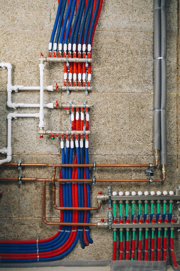 Manifold Collector Pipes Underfloor Heating System Stock Photo by ©nikkytok  225403906