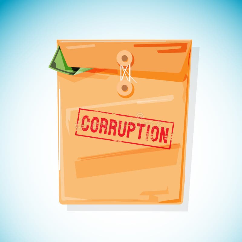 Manila Envelope Fill with Money Inside. Corruption Concept Vector