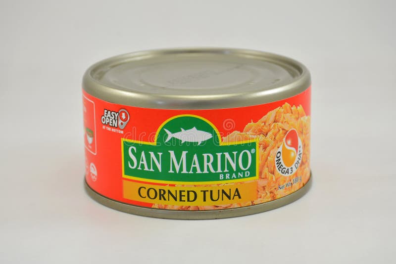 San Marino Corned Tuna Can in Manila, Philippines Editorial Stock Photo