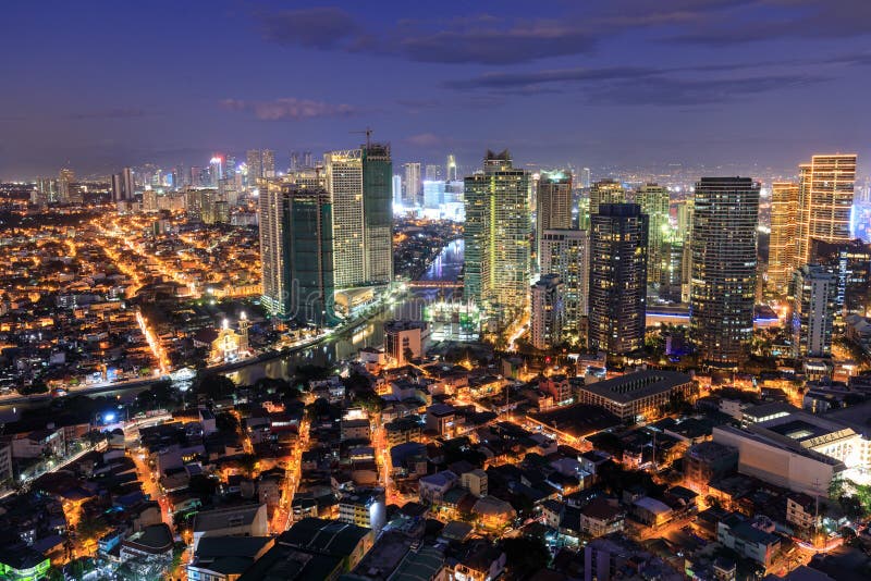 Eleveted, Night view of Rockwell, View from P Burgos Makati in Metro Manila, Philippines stock photography Eleveted, Night view of Rockwell, View from P Burgos Makati in Metro Manila, Philippines stock photography