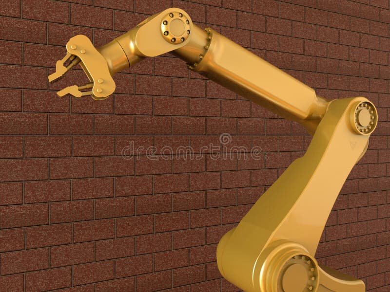 Manipulante del robot industrial - fondo de los ladrillos ilustración del vector Manipulante del robot industrial - fondo de los ladrillos ilustración del vector