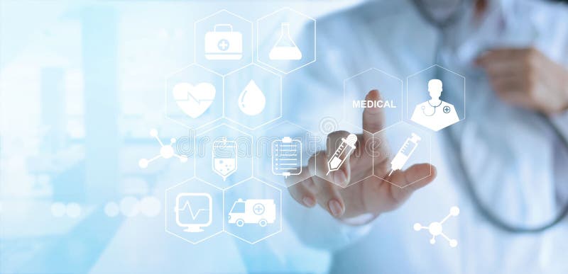 Manipulera den rörande vita symbolsläkarundersökningen på den faktiska skärmen, medicinsk te vektor illustrationer Manipulera den rörande vita symbolsläkarundersökningen på den faktiska skärmen, medicinsk te vektor illustrationer