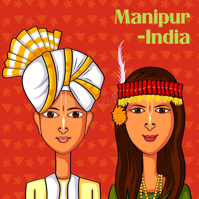 Manipuri Couple in Traditional Costume of Manipur, India Stock Vector - Illustration of love, marriage: 74416644 Manipuri Couple in Traditional Costume of Manipur, India Stock Vector - Illustration of love, marriage: 74416644