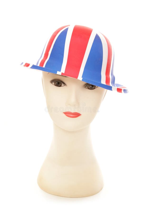 Maniquí que lleva un sombrero del partido del jugador de bolos del Union Jack foto de archivo Maniquí que lleva un sombrero del partido del jugador de bolos del Union Jack foto de archivo