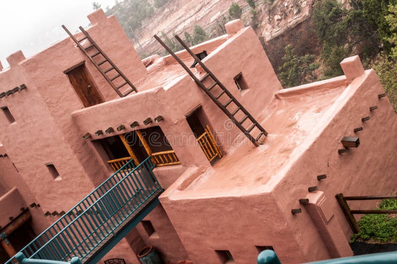 Museum found at the Manitou Colorado Cliff Dwellings located just outside of Colorado Springs / Manitou Springs. Ancient Native American Indian Cliff Dwellings in the Southwest United States. Adobe style architecture. Museum found at the Manitou Colorado Cliff Dwellings located just outside of Colorado Springs / Manitou Springs. Ancient Native American Indian Cliff Dwellings in the Southwest United States. Adobe style architecture