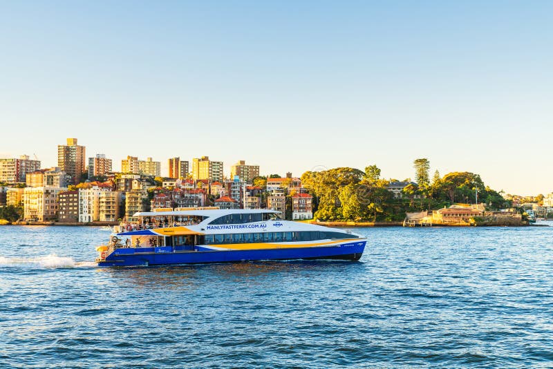 Manly Fast Ferry boat service on the way to Circular Quay royalty free stock photography