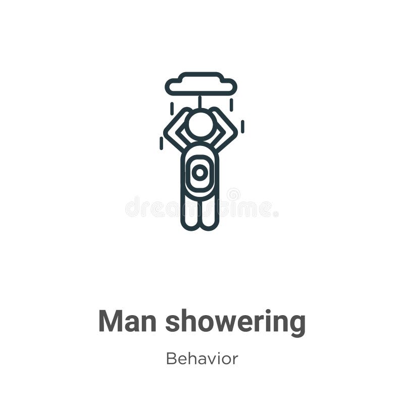 Umrisssymbol. Dünnzeilenschwarz-Mann-Dusche Bildzeichen flacher Vektor einfache Elementdarstellung aus bearbeitbaren stock abbildung