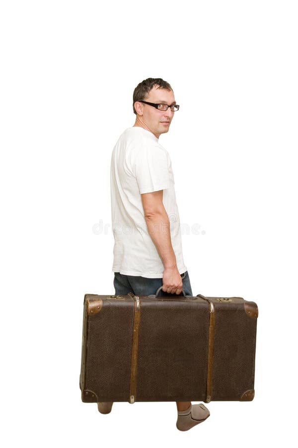Reisender Mann mit Koffer Koffermann Mann mit Koffer 