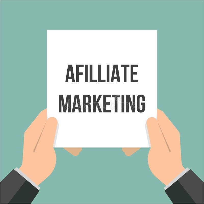 Mann, der Papier-AFILLIATE-MARKETING-Text zeigt lizenzfreie abbildung Mann, der Papier-AFILLIATE-MARKETING-Text zeigt lizenzfreie abbildung