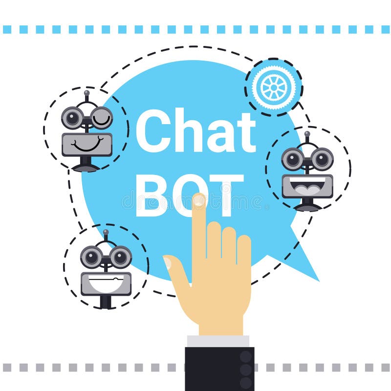 Mann-Gebrauchs-freier Chat Bot, Roboter-virtuelles Unterstützungs-Element von Website oder bewegliche Anwendungen, künstliche Int lizenzfreie abbildung