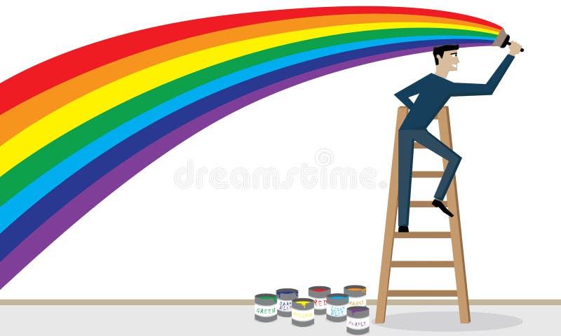 Mann malt einen Regenbogen. vektor abbildung Mann malt einen Regenbogen. vektor abbildung