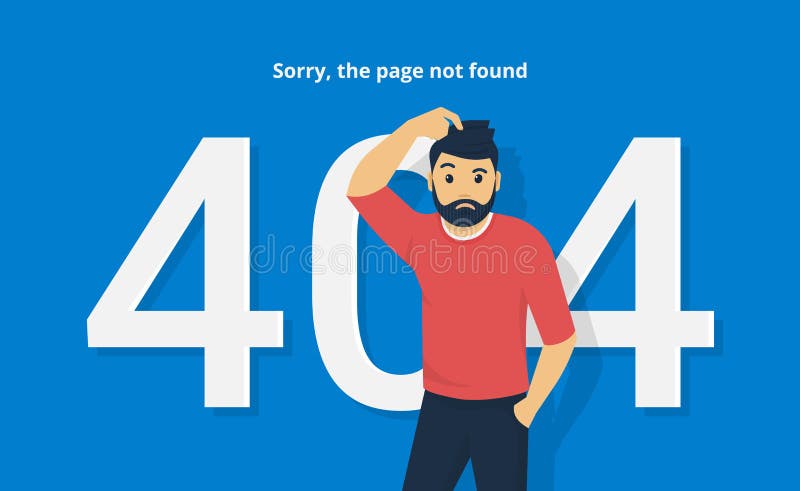 Mann mit dem PC, der zu Hause den gefundenen Fehler 404 Seite nicht sitzt stock abbildung Mann mit dem PC, der zu Hause den gefundenen Fehler 404 Seite nicht sitzt stock abbildung