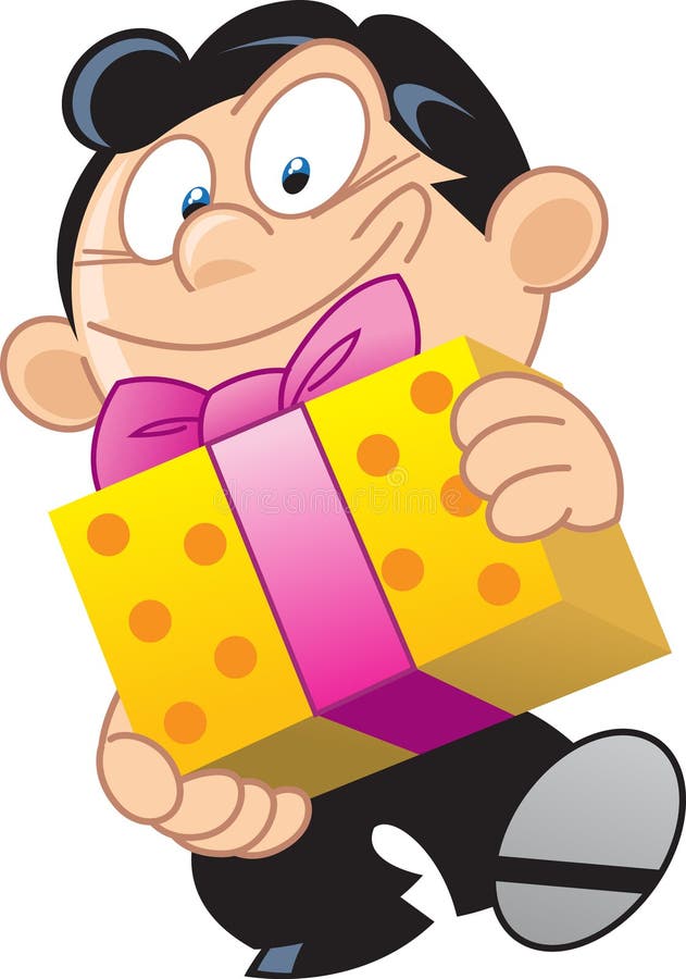 Mann mit einem Geschenk stock abbildung Mann mit einem Geschenk stock abbildung