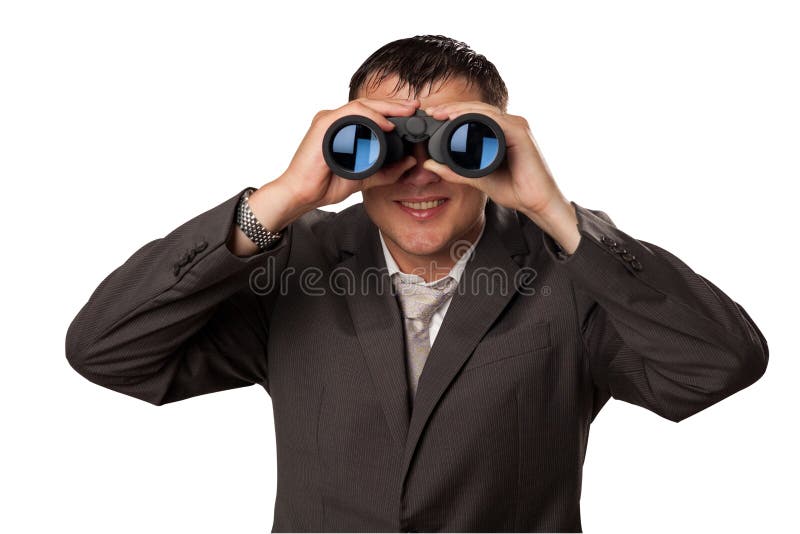 Mann mit Feldglas lizenzfreie stockbilder Mann mit Feldglas lizenzfreie stockbilder