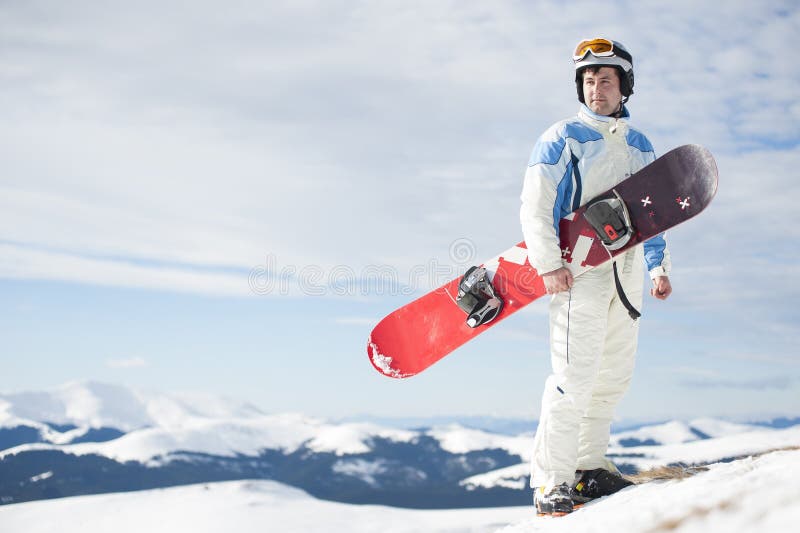 Mann mit Snowboard stockbilder Mann mit Snowboard stockbilder