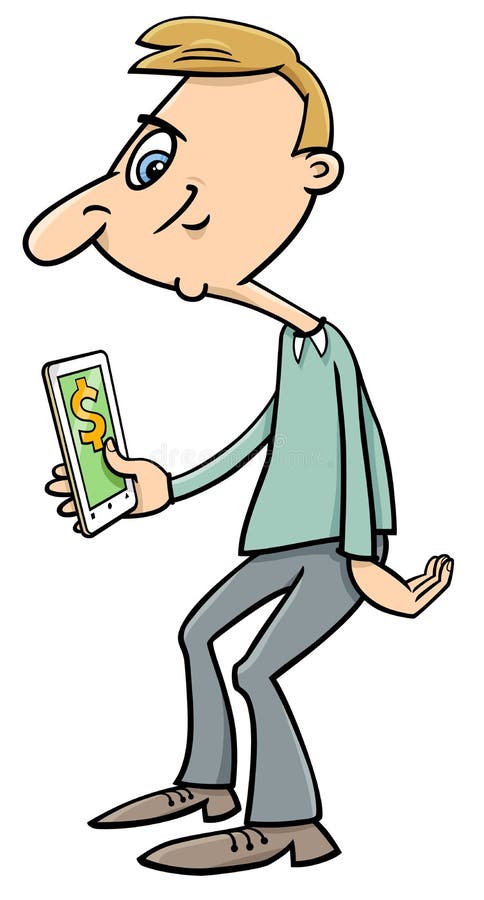 Mann mit virtuellem Geld stock abbildung