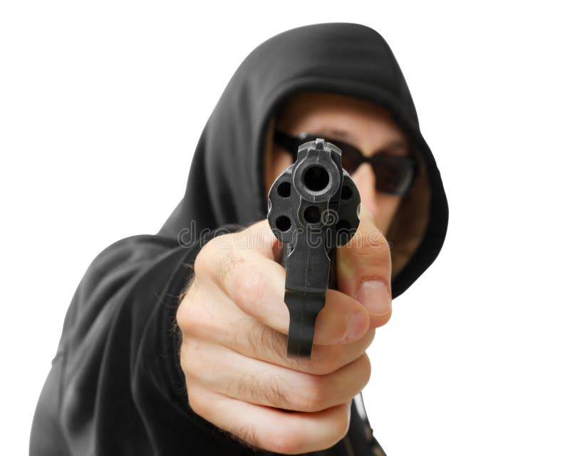 Mann schießt eine Gewehr, Gangster