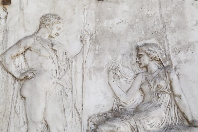 Mann- und Frauenskulptur in Herculaneum stockfotos Mann- und Frauenskulptur in Herculaneum stockfotos