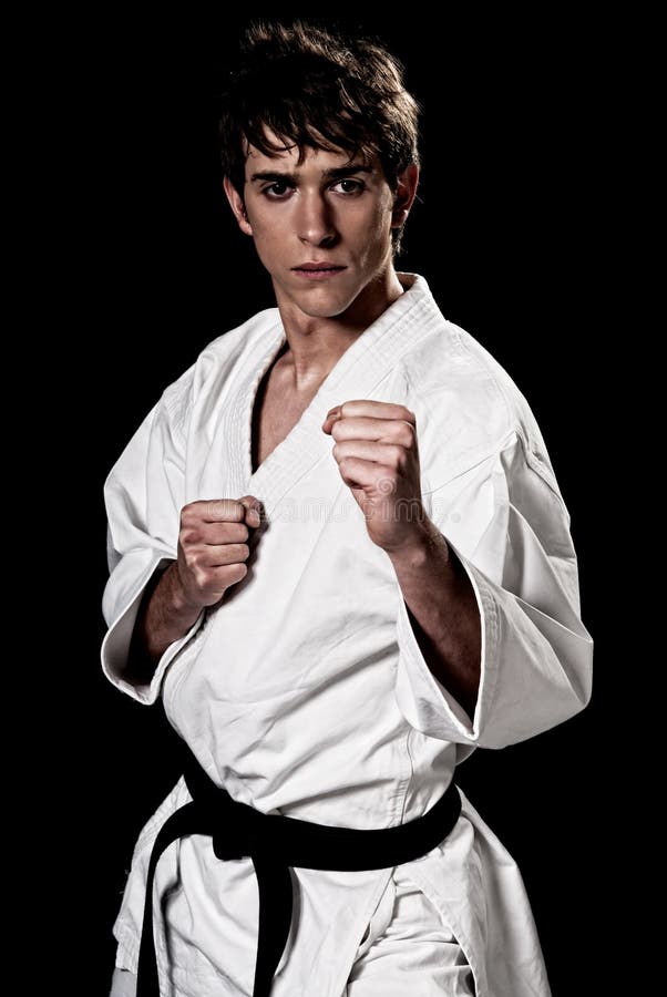 Mannelijk de vechters jong hoog contrast van de karate