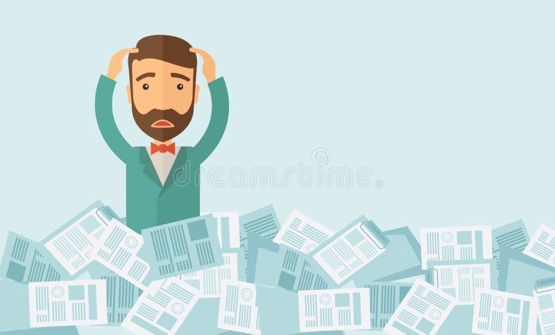 Mannen har mycket arbete vektor illustrationer Mannen har mycket arbete vektor illustrationer