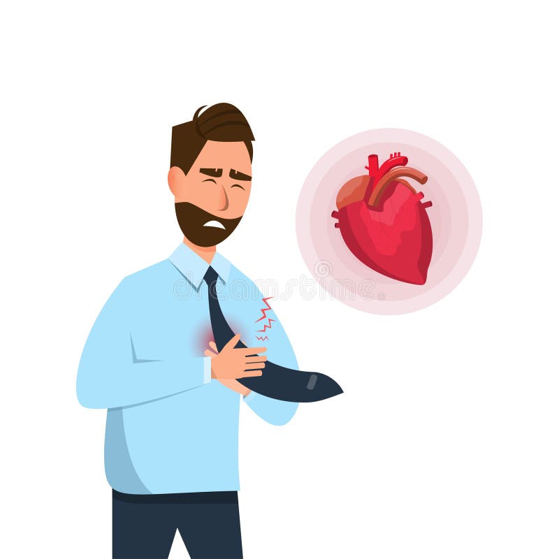 Man have early symptoms of heart attack. Healthcare and medical.  illustration cartoon character flat style, disease, pain, chest, female, anatomy, blood, human, sign, body, background, hurt, old, angina, patient, healthy, pressure, risk, sick, danger, problem, unhealthy, illness, warning, life. Man have early symptoms of heart attack. Healthcare and medical.  illustration cartoon character flat style, disease, pain, chest, female, anatomy, blood, human, sign, body, background, hurt, old, angina, patient, healthy, pressure, risk, sick, danger, problem, unhealthy, illness, warning, life