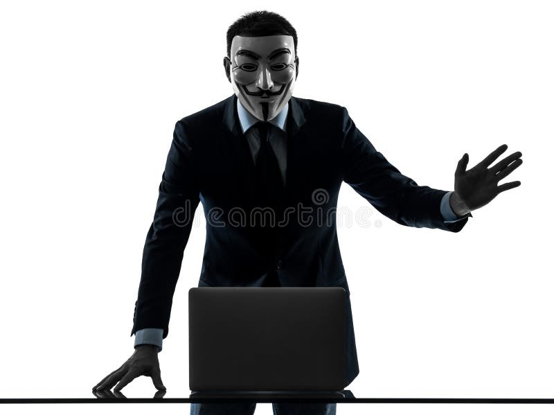Download Mannen Maskerade Den Beräknande Datoren För Den Anonyma Gruppmedlemmen Som Saluterar Si Redaktionell Bild - Bild av honnör, beräkning: 37348586