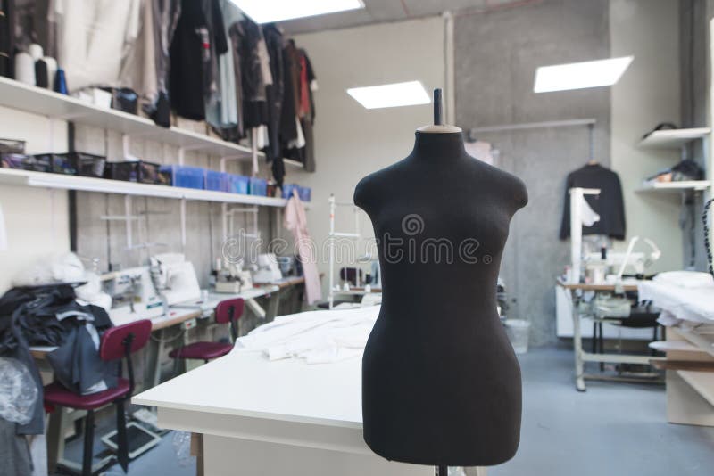Mannequin without Clothes Standing on Background Sewing Workshop ...