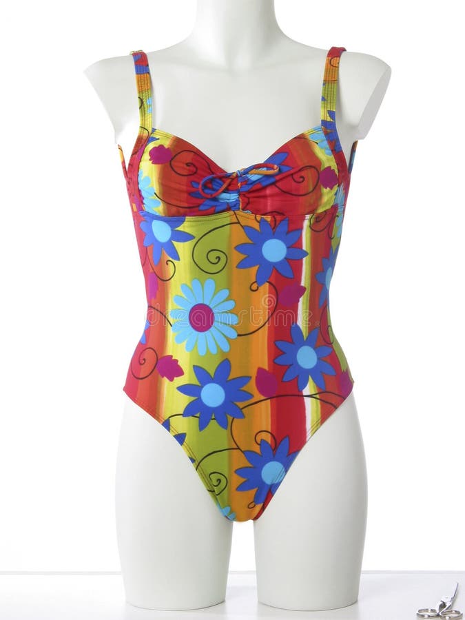 Mannequin with Female Swimsuit Isolated on White. Front Stock Image