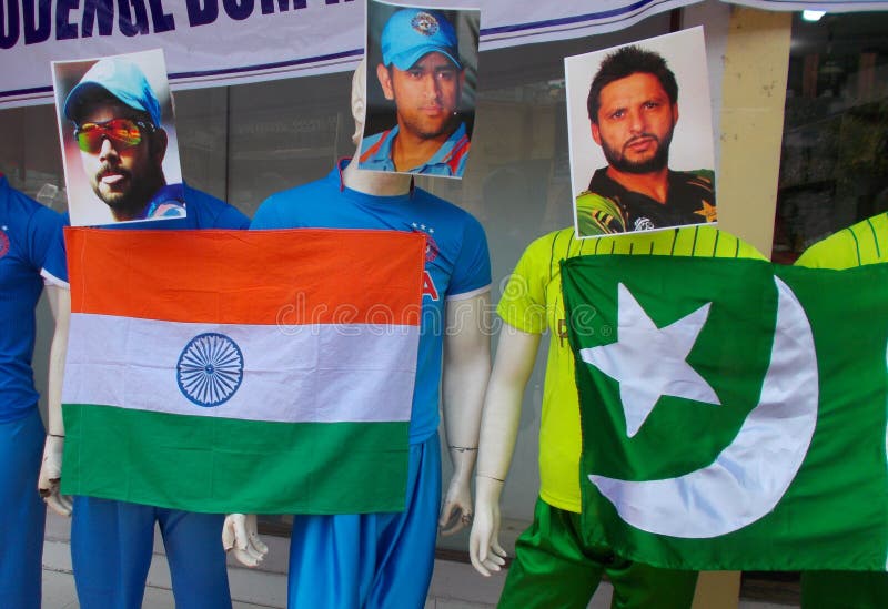 Mannequins in sports wear of Indian and Pakistan cricket players