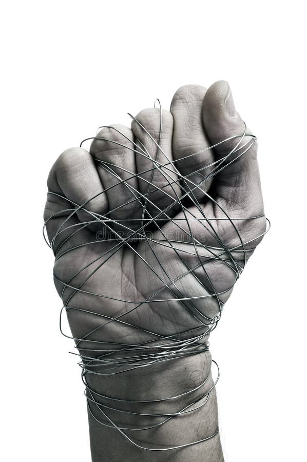 Mannhand gebunden mit Draht stockfotos Mannhand gebunden mit Draht stockfotos